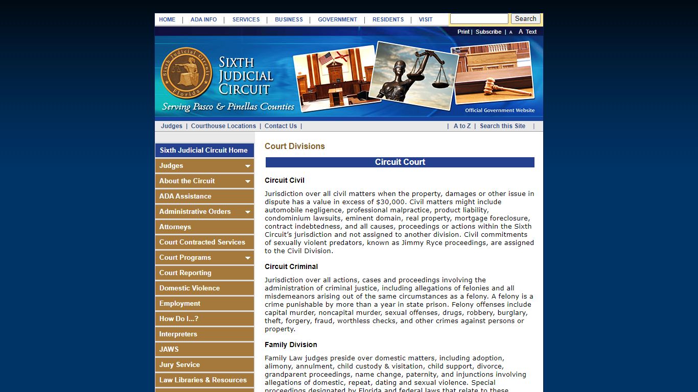 Sixth Judicial Circuit of Florida - Pinellas and Pasco Counties - Court ...